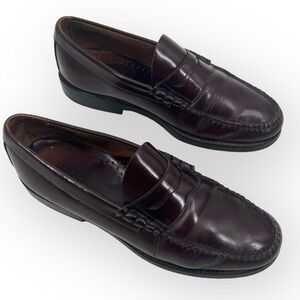 Bass Men's Wine Burgundy Preppy Leather Slip On Penny Loafer Dress Shoes Sz 9M